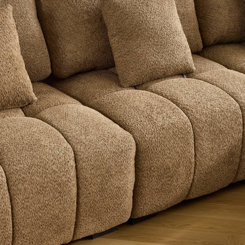 American Tufed Boucle Sofa with Ottoman - 3 Seat 1 Ottoman