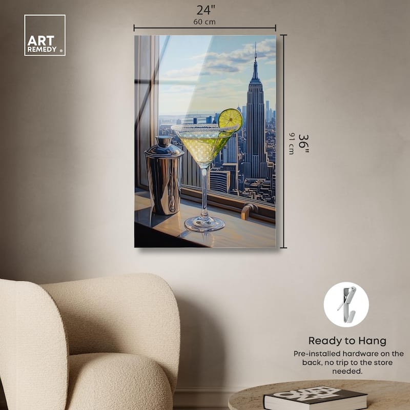 Classy Drink in NYC Acrylic by Art Remedy, Ready to Hang