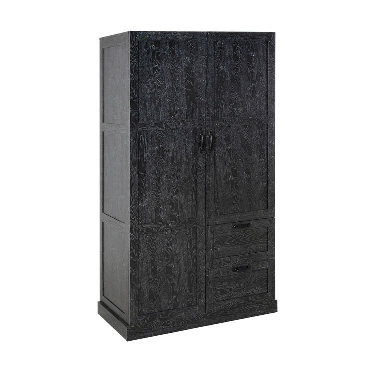 40" Extra-Wide Storage Cabinet, 71" Tall Pantry with Shelves & Drawers - Distressed Black