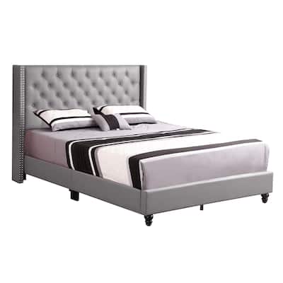 Upholstered Button Tufted Panel Queen Bed - 86" - Gray
