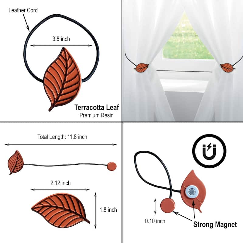 Magnetic Curtain Tieback - Stylish Leaf Design in Resin