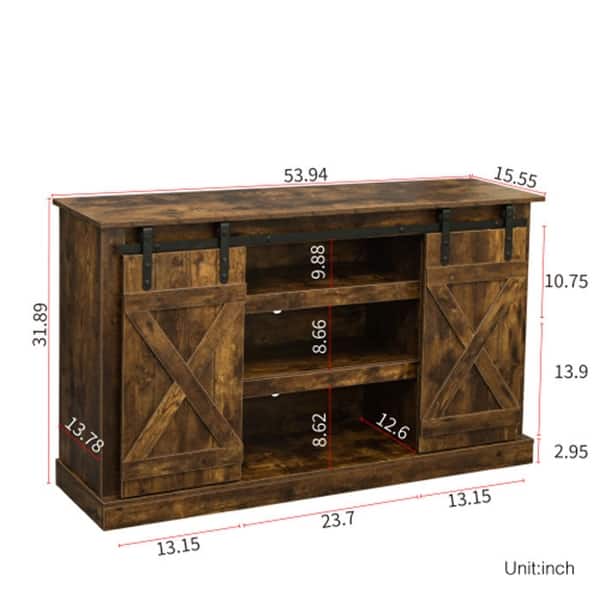 Flat Screen Media Console Table wood TV storage rustic TV cabinet - Oak