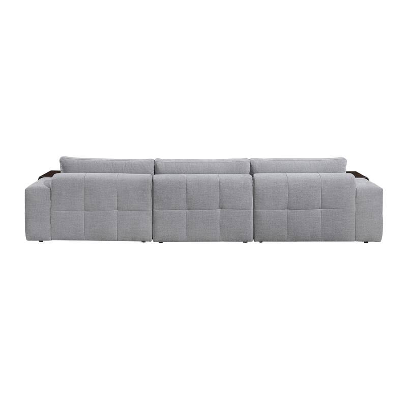 Mackay 143" Textured 4-Piece Modular Sectional Sofa with Armrest Tray