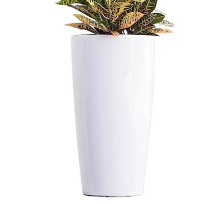 XBrand 29.5" H Plastic Self Watering Indoor Outdoor Tall Round Planter Pot, Decorative Gardening Pot, Home Décor Accent