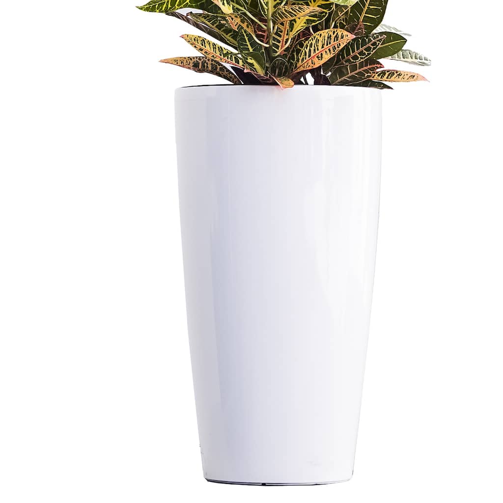 XBrand 29.5" H Plastic Self Watering Indoor Outdoor Tall Round Planter Pot, Decorative Gardening Pot, Home Décor Accent