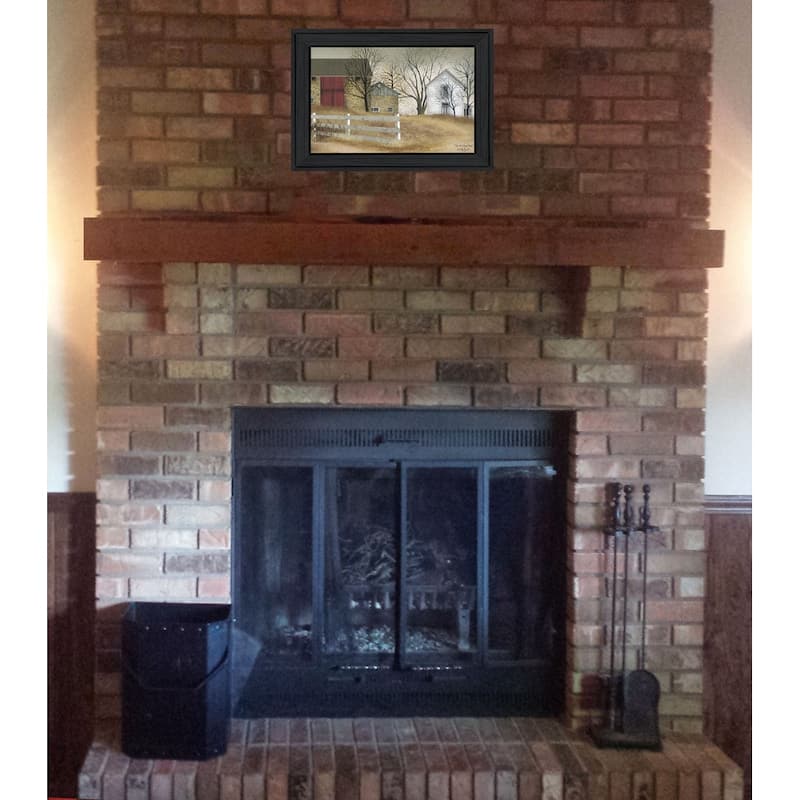 TrendyDecor4U Farmhouse "Old Stone Barn" Framed Print Wall Art by Billy Jacobs - Earthtone