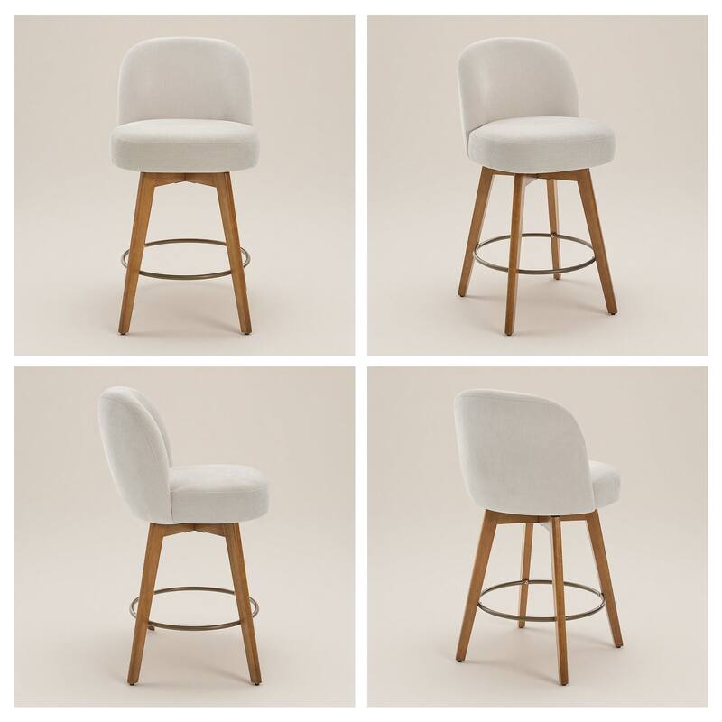 Fabric Upholstered Counter Height Swivel Bar Stools - 37.8"H x 19.7"W x 23.2"D