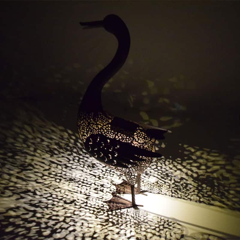 Solar LED Lighted Duck Outdoor Garden Statue - 25" - Brown