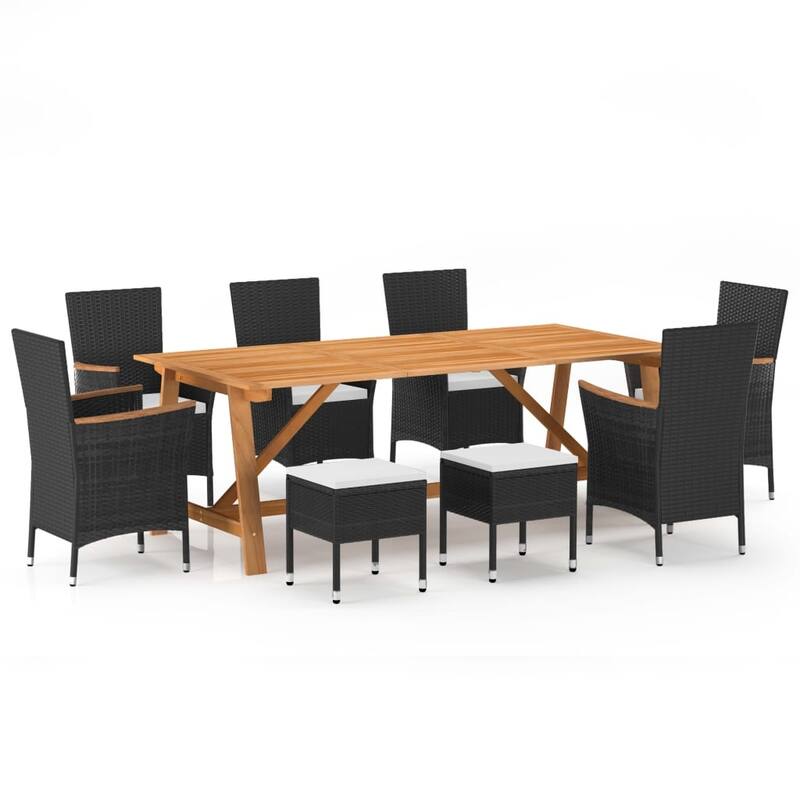 vidaXL Dining Set Black, Cream White - 39.4 x 81.1 x 29.1 in - Black and brown