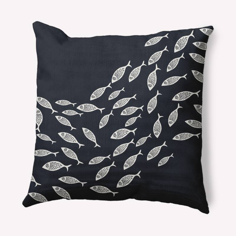 Escuela Nautical Indoor/Outdoor Throw Pillow - Shark Blue and White - 18" x 18"