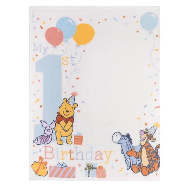 slide 2 of 4, Disney Winnie the Pooh My 1st Birthday Photo Op Baby Blanket