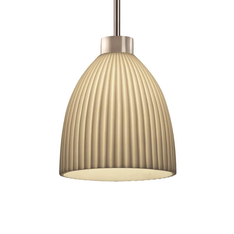 Justice Design Porcelina Cylinder Pendant, Nickel with Pleats