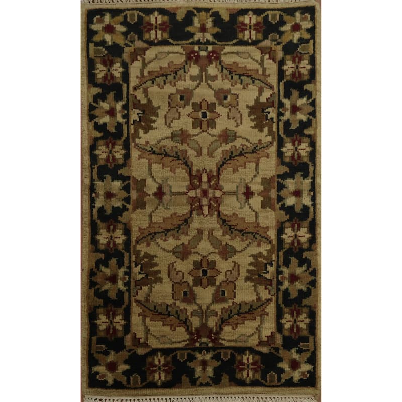 Hand Knotted Oriental 100% Wool Carpet Traditional Floral Beige & Ivories Agra Area Rug - 4' 2'' X 2' 6''