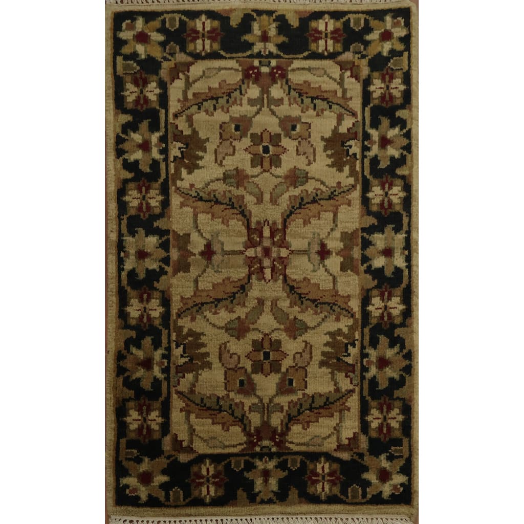 Hand Knotted Oriental 100% Wool Carpet Traditional Floral Beige & Ivories Agra Area Rug - 4' 2'' X 2' 6''