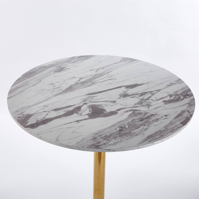 Folding Round Bar Table for 2-4 People, Tulip Bar Table with MDF Top & Metal Pedestal Base, Leisure Table for Small Space