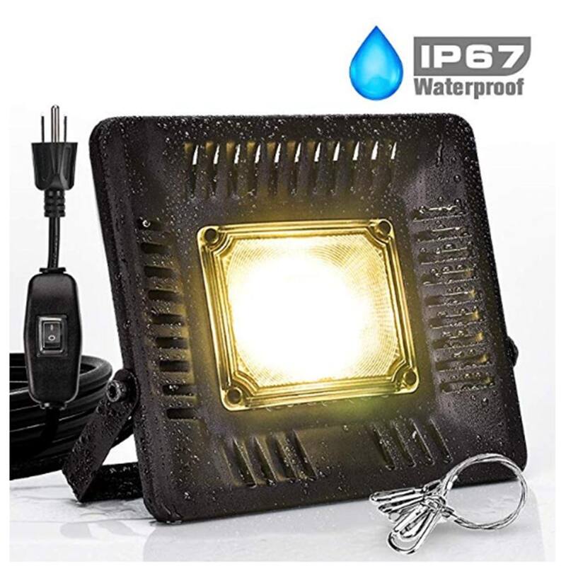 Outdoor 50W Waterproof Led Grow Light Warm Light - Black