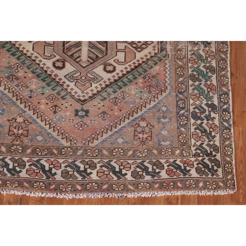 Tribal Distressed Bakhtiari Persian Antique Rug Handmade Wool Carpet - 5'2" x 9'11"