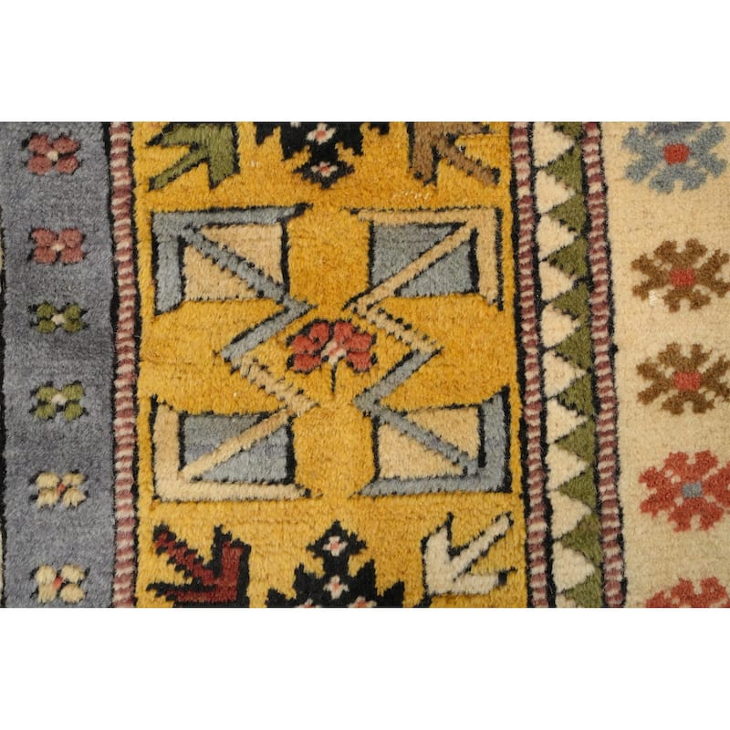 Hand Knotted Oriental 100% Wool Carpet Transitional Tribal Yellow & Gold Anatolian Area Rug - 6' 8'' X 3' 8''