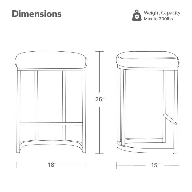 Spruce & Spring Modern Curved Upholstered Bar Stool with Metal Frame