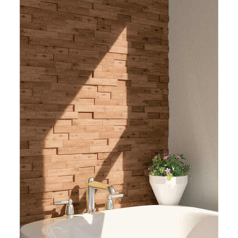 Manada Reclaimed Teak Wood Wall-Tile Decor - Teak Oil