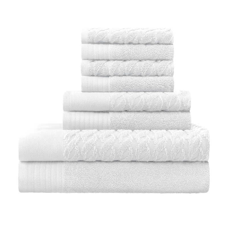 Turkish Cotton 8 Piece Herringbone and Solid Towel Set by Superior