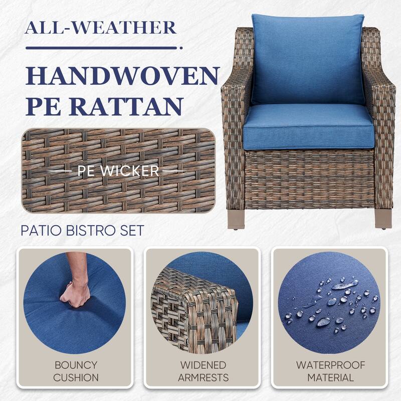 Gymojoy Outdoor Wicker Patio Chairs Set of 2 with Cushions