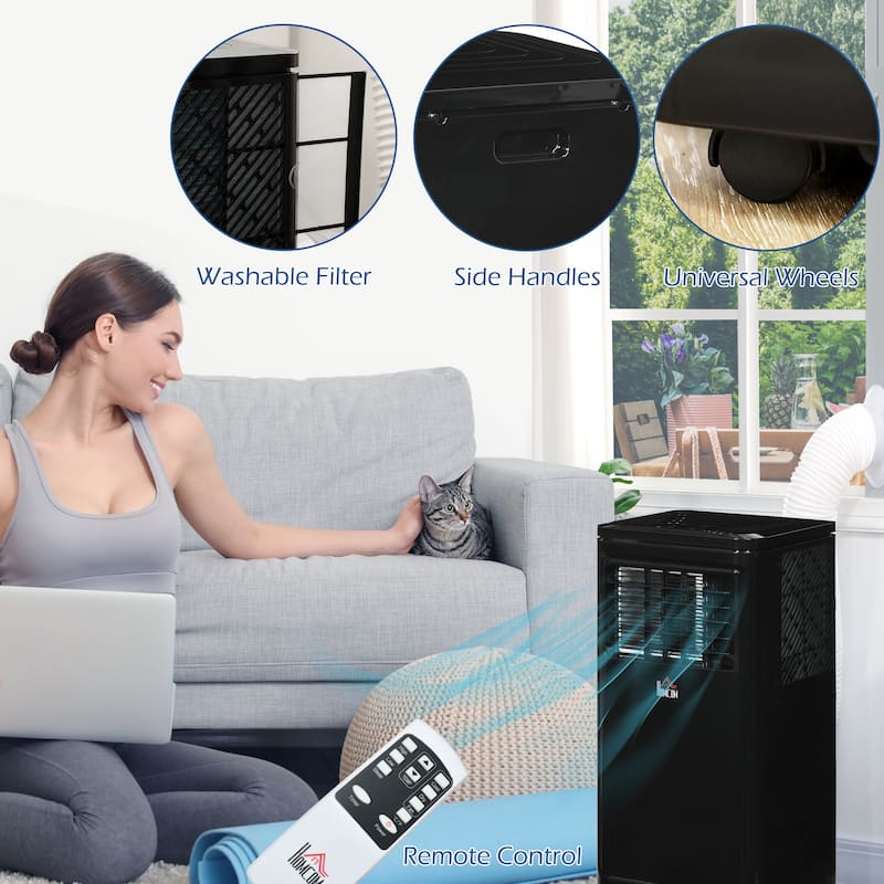 8000 BTU Portable Air Conditioner Evaporative Cooler, 4-in-1 AC Fan with Dry Mode, Remote Control