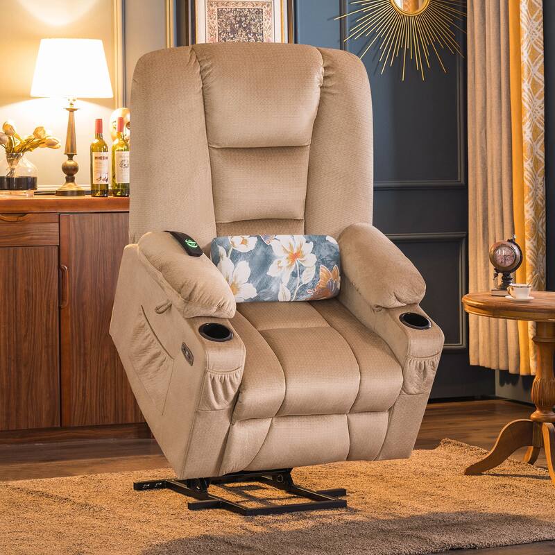 MCombo Large Electric Power Lift Recliner Chair with Massage and Heat for Elderly, Fabric 7549