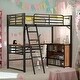 preview thumbnail 2 of 24, Twin Size Metal Loft Bed with L-shaped Desk and Shelves, Sturdy Steel Frame, Space-Saving Design for Bedroom