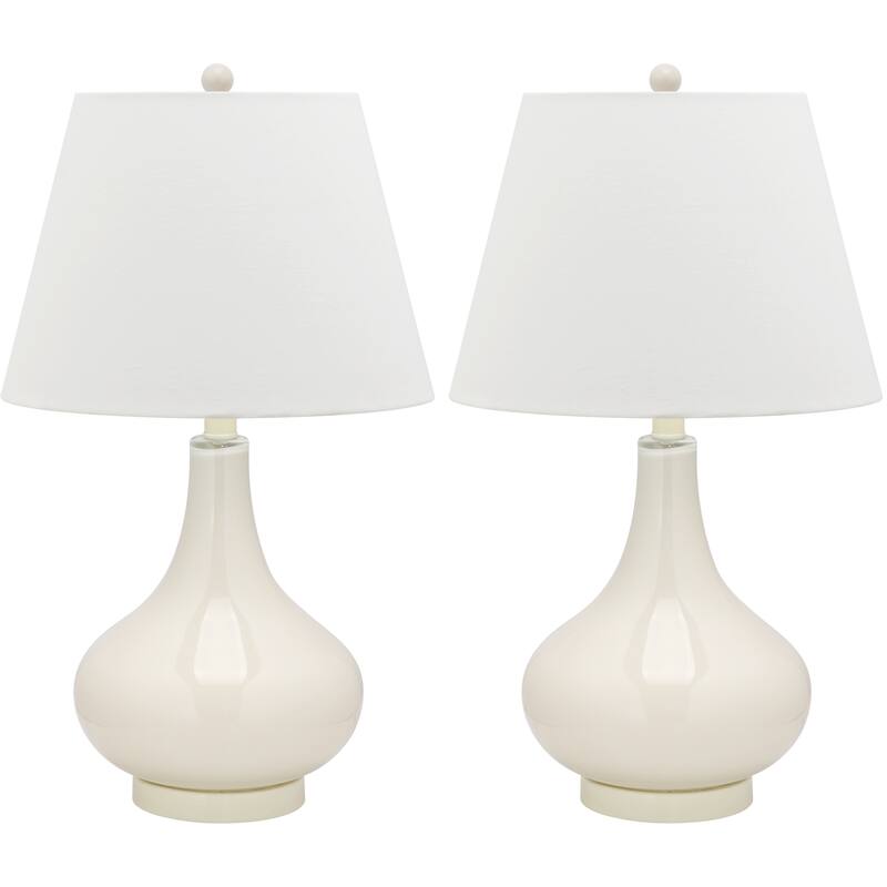 SAFAVIEH Lighting Shanda 24-inch Gourd Glass White Table Lamp (Set of 2) - 14"x14"x24" - 14Wx14Dx24H