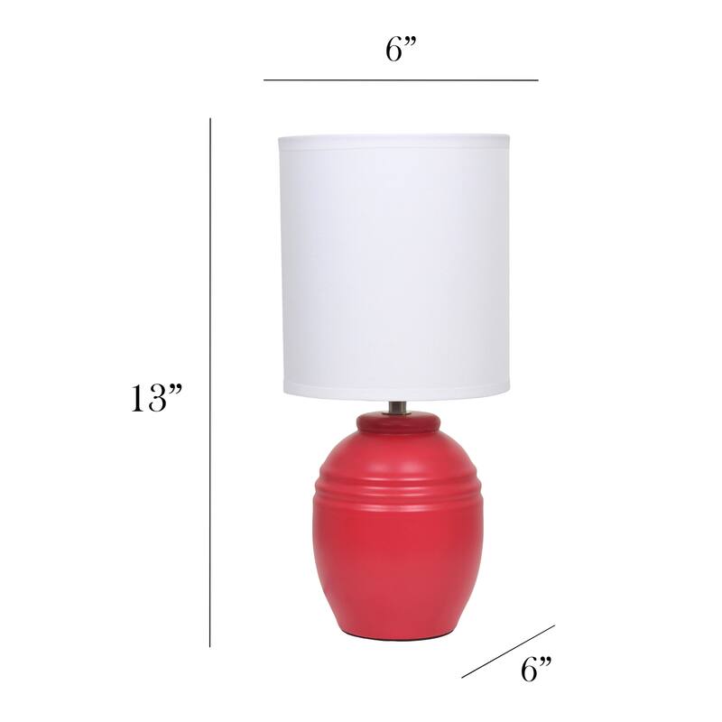 Mini Classic Jar Ceramic Table Lamp with White Drum Shade - 19.5" - Red