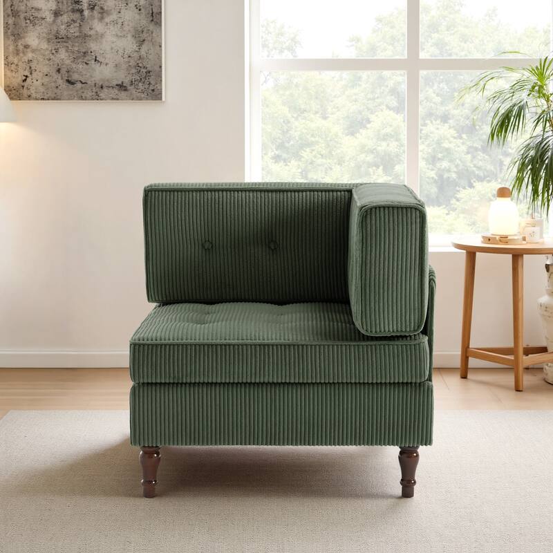 Modern Corduroy Corner Armchair Armless Chair sofa