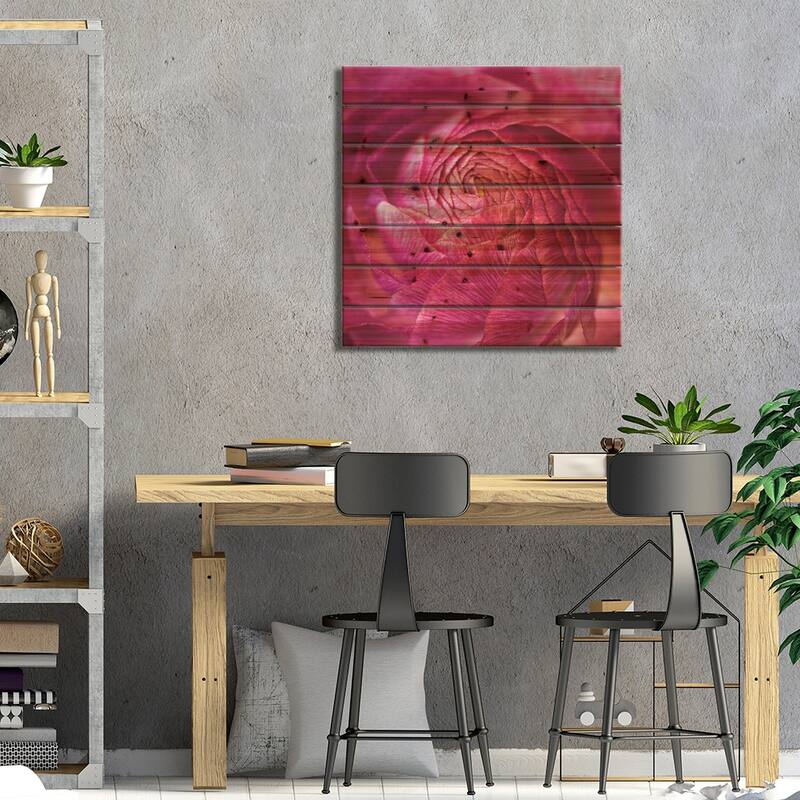 Ranunculus Abstract II Print On Wood by Laura Marshall - Multi-Color