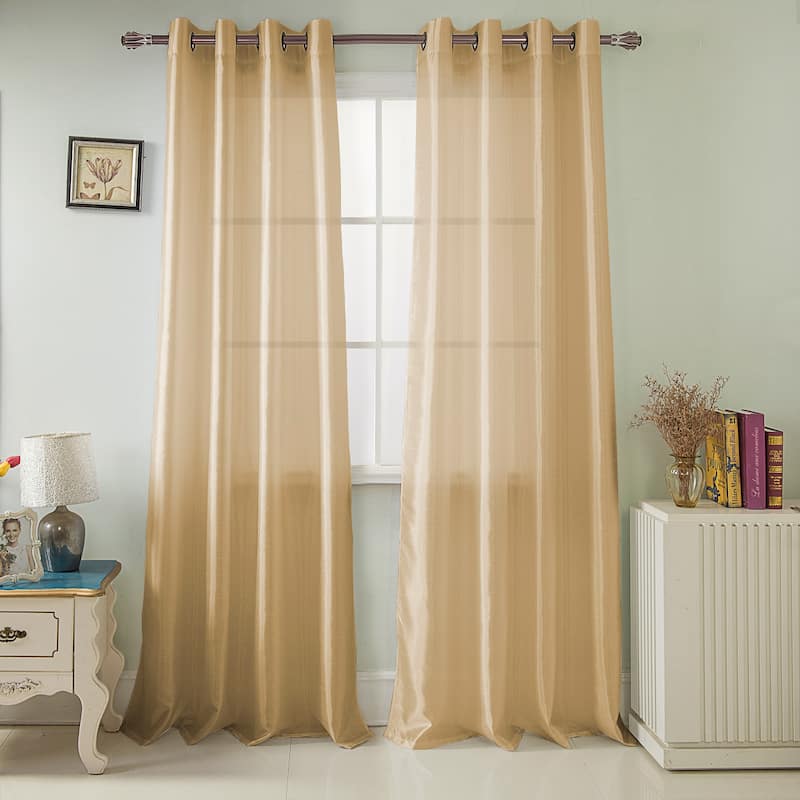 Nancy Faux Silk 63-inch Grommet Curtain Panel - 54 x 63 in. - 54 x 63 in. - Beige