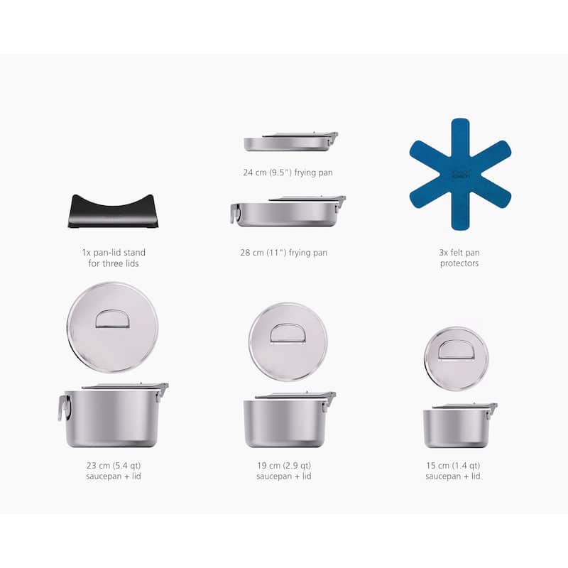Joseph Joseph Space Steel 8-piece Stainless Steel Cookware Set with Folding Handles