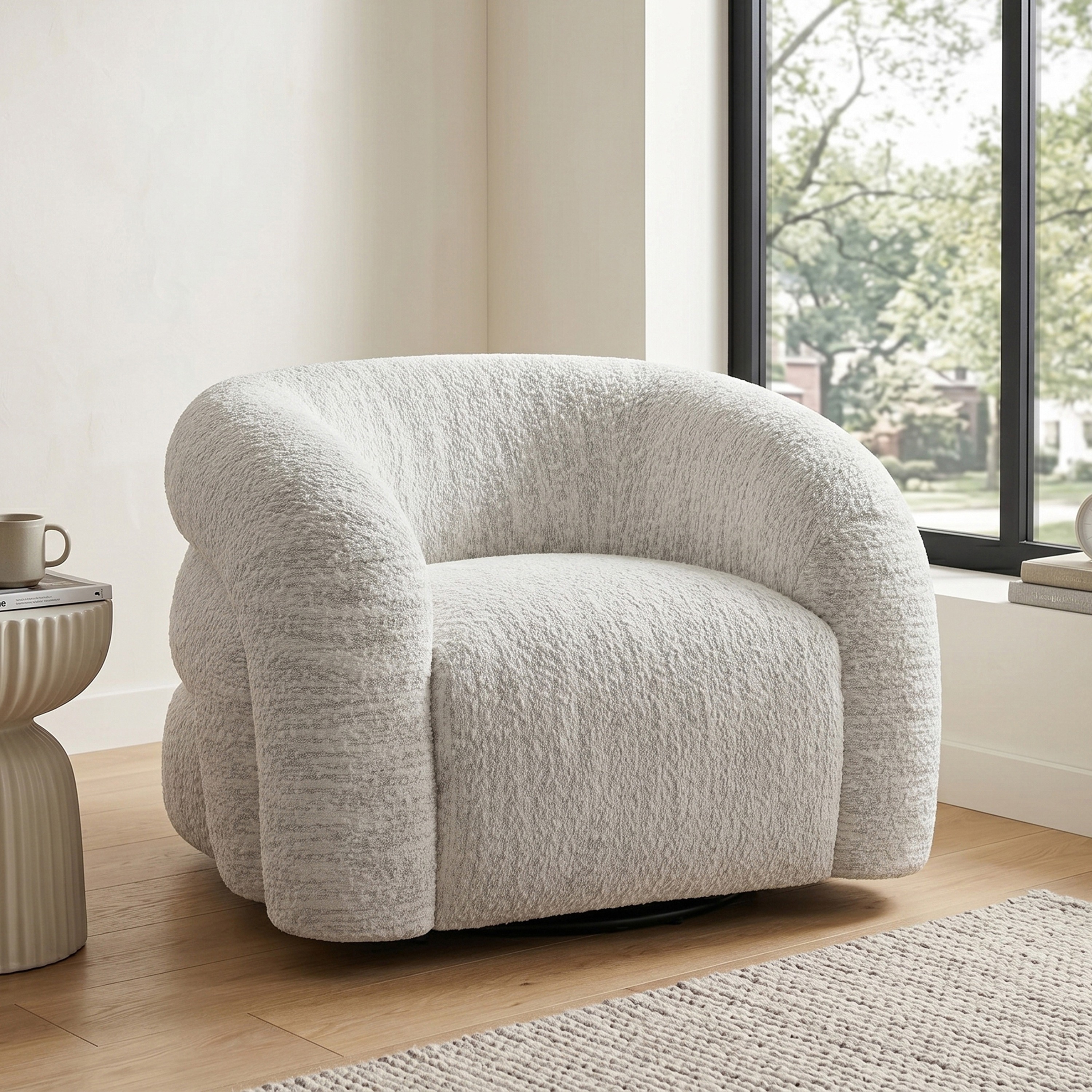 Furniture of America Korix Modern 37-inch Boucle Swivel Accent Chair