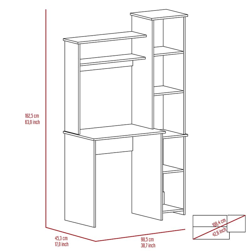 Versalles Writintg Desk, Two Superior Shelves, Five Cubbies -Light Gray