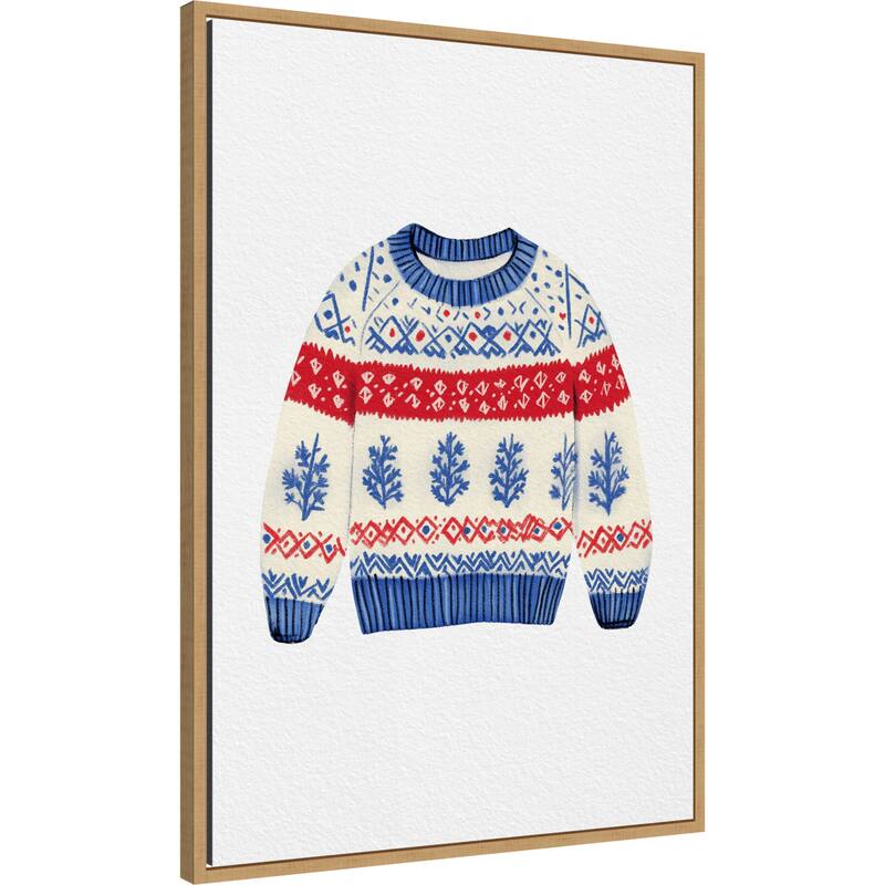 Norwegian wool jumper by Pictufy Studio (23 x 33 in.), Framed Canvas Wall Art Print - Sylvie Natural