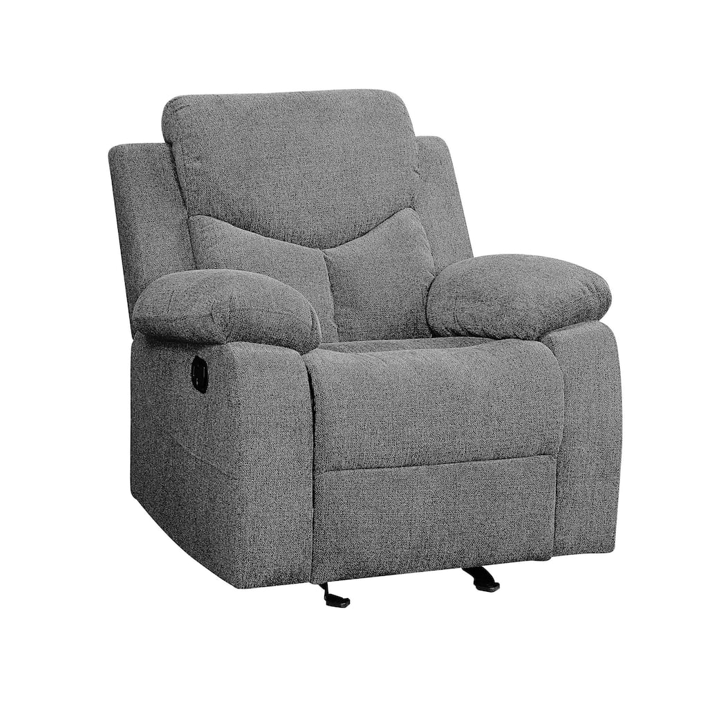 Fabric Upholstered Glider Recliner Chair with Pillow Top Armrest, Gray
