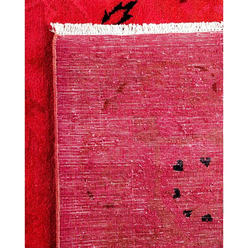 Overton Hand Knotted Wool Vintage Inspired Modern Contemporary Overdyed Pink Area Rug - 8' 9" x 11' 9"
