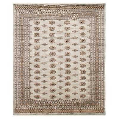 ECARPETGALLERY Hand-knotted Finest Peshawar Bokhara Grey Wool Rug - 8'0 x 9'9