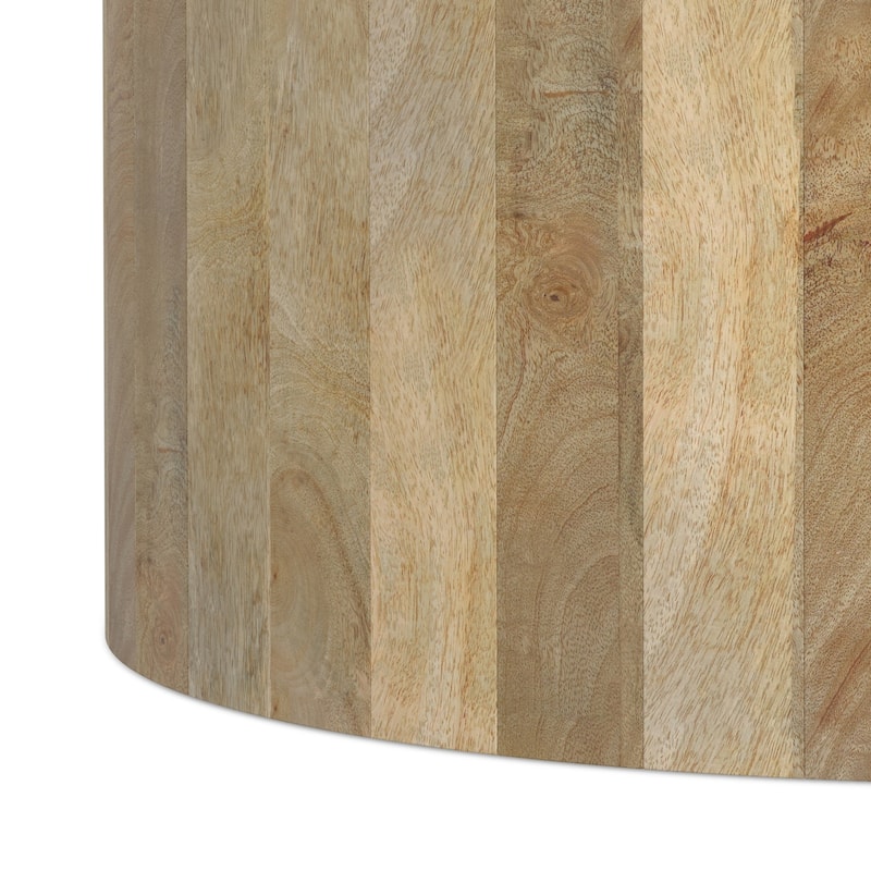 WYNDENHALL Hillmount SOLID MANGO WOOD 36 inch Wide Round Contemporary Drum Coffee Table & Fully Assembled - 36"d x 36" w x 14"h