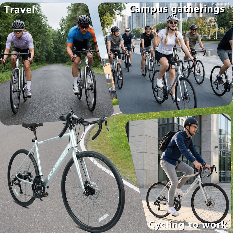 28" Road Bike, Lightweight Aluminum Frame, Disc Brakes, 16-Speed, Fast Acceleration for Men and Women, for High-Intensity Riding