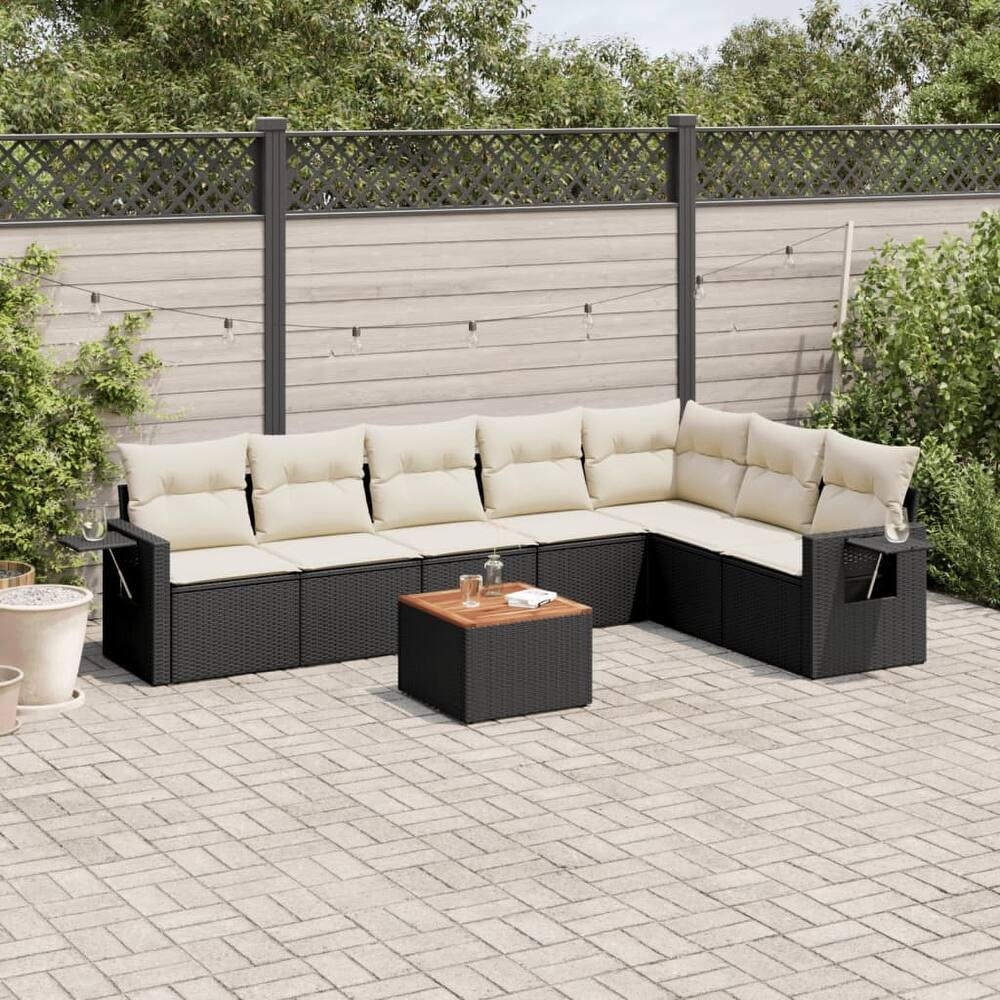 vidaXL Garden Sofa Set 8 Piece with Cushions Outdoor Sofa Set Poly Rattan - 21.7 x 21.7 x 14.6 in (W x L x H)