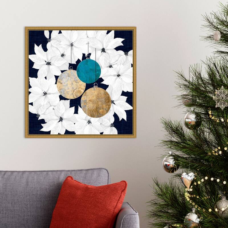 Blue Sophisticated Christmas III by Grace Popp Framed Canvas Wall Art Print