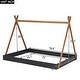 preview thumbnail 3 of 6, Full Size Tent Floor Kids Bed Frame with Triangle Structure and Safety Railings for Kids, Special Design, Black+Brown