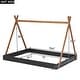 preview thumbnail 8 of 9, Full Size Tent Floor Kids Bed Frame with Triangle Structure and Safety Railings for Kids, Special Design, White+Natural