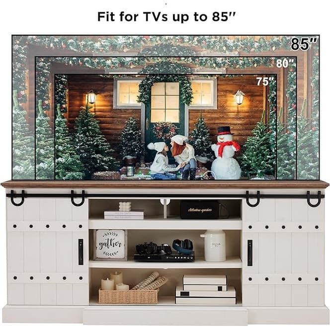 75" Farmhouse TV Stand, Media Console Table, Entertainment Center