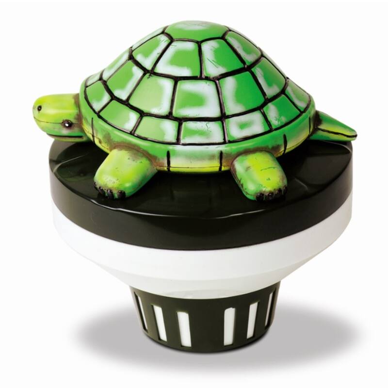 Turtle Floating Swimming Pool Chlorine Dispenser - 7.5" - Green and Black