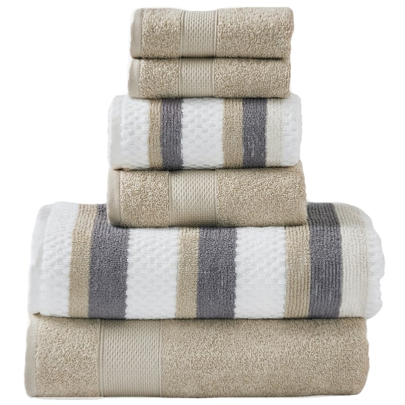 Modern Threads Pax 6-Piece Yarn Dyed 100-Percent Cotton Towel Set - Khaki